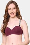 PrettyCat Lightly Padded Balconette Bra With Shine Strap for Women & Girls - Wine — thumbnail 1