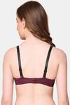 PrettyCat Lightly Padded Balconette Bra With Shine Strap for Women & Girls - Wine — thumbnail 3