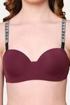 PrettyCat Lightly Padded Balconette Bra With Shine Strap for Women & Girls - Wine — thumbnail 5