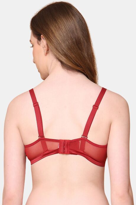PrettyCat Nano Padded See Through Plunge Bra for Women & Girls - Maroon — image 3