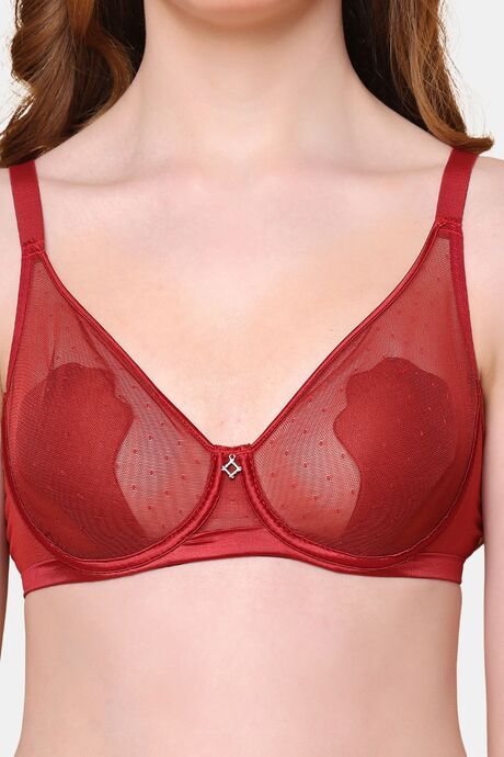PrettyCat Nano Padded See Through Plunge Bra for Women & Girls - Maroon — image 5