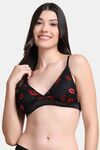 PrettyCat Lightly Padded Nonwire Kiss Lips Half Coverage Sexy Lace Bra - Black — thumbnail 1