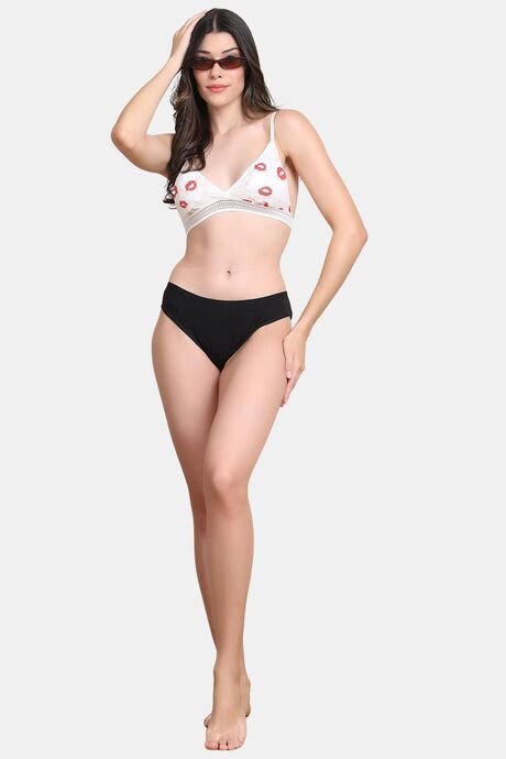 PrettyCat Lightly Padded Nonwire Kiss Lips Half Coverage Sexy Lace Bra - White — image 4
