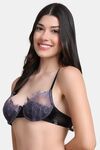 PrettyCat Womens Nano Padded Underwire Half Coverage Sexy Lace Bra - Black — thumbnail 2