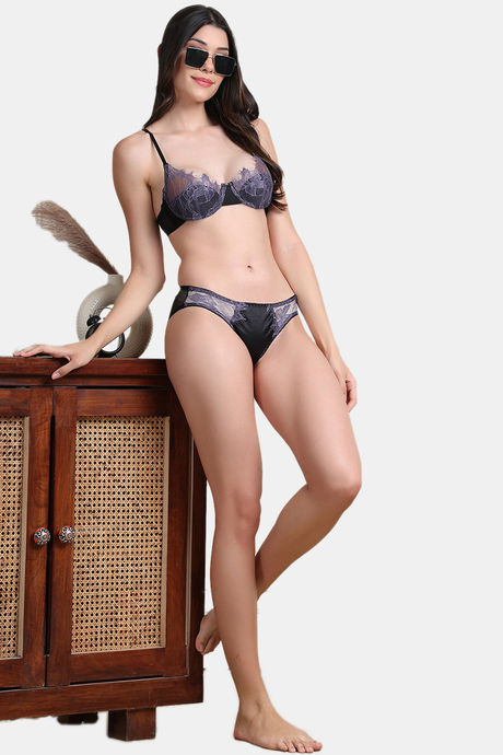 PrettyCat Womens Nano Padded Underwire Half Coverage Sexy Lace Bra - Black — image 4