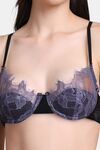PrettyCat Womens Nano Padded Underwire Half Coverage Sexy Lace Bra - Black — thumbnail 5
