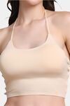 PrettyCat Lightly Padded Non Wired Sexy Bralette Bra With Halter Strap - Beige — thumbnail 5
