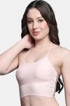 PrettyCat Lightly Padded Non Wired Sexy Bralette Bra With Halter Strap - Peach — thumbnail 2