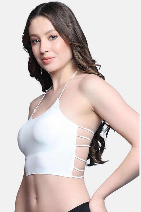 PrettyCat Lightly Padded Non Wired Sexy Bralette Bra With Halter Strap - White — image 2