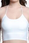PrettyCat Lightly Padded Non Wired Sexy Bralette Bra With Halter Strap - White — thumbnail 5