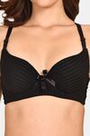 Prettycat Lightly Padded Underwire T-Shirt Bra With Bow - Black — thumbnail 5
