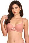 Prettycat Lightly Padded Underwire T-Shirt Bra With Bow - Peach — thumbnail 1