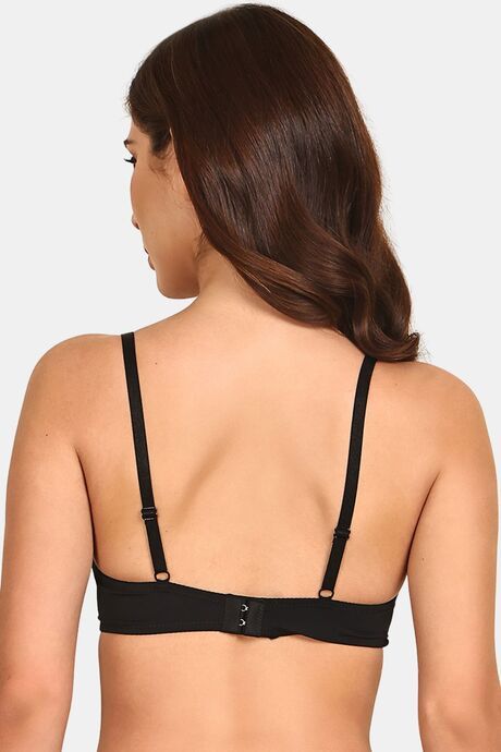 Prettycat Underwire Plunge Bra Design With Rhinestone Cup - Black — image 3