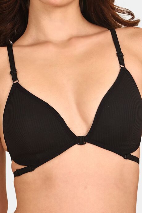 Prettycat Lightly Padded Nonwire Front Open Bra - Black — image 5