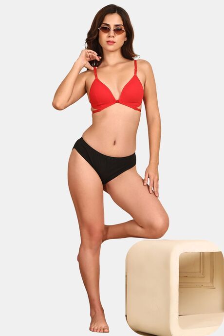 Prettycat Lightly Padded Nonwire Front Open Bra - Red — image 4