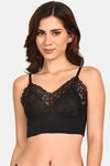 Prettycat Lightly Padded Floral Lace Bralette - Black — thumbnail 1