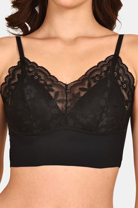 Prettycat Lightly Padded Floral Lace Bralette - Black — image 5