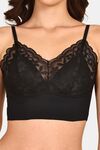 Prettycat Lightly Padded Floral Lace Bralette - Black — thumbnail 5