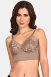 Prettycat Lightly Padded Floral Lace Bralette - Brown — thumbnail 1