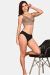 Prettycat Lightly Padded Floral Lace Bralette - Brown — thumbnail 4