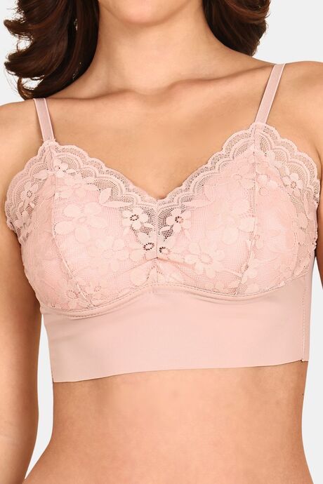 Prettycat Lightly Padded Floral Lace Bralette - Peach — image 5