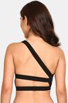 Prettycat Lightly Padded One Shoulder Sports Bra - Black — thumbnail 3