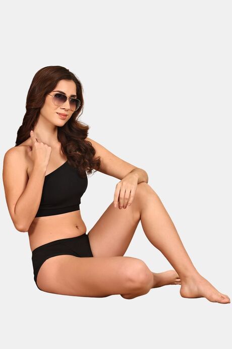 Prettycat Lightly Padded One Shoulder Sports Bra - Black — image 4