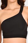 Prettycat Lightly Padded One Shoulder Sports Bra - Black — thumbnail 5