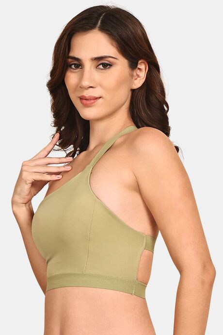Prettycat Lightly Padded One Shoulder Sports Bra - Green — image 2
