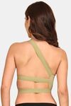 Prettycat Lightly Padded One Shoulder Sports Bra - Green — thumbnail 3