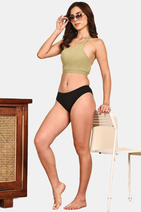 Prettycat Lightly Padded One Shoulder Sports Bra - Green — image 4
