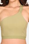 Prettycat Lightly Padded One Shoulder Sports Bra - Green — thumbnail 5