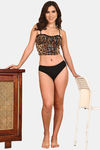 Prettycat Lightly Padded Printed Long Bralette - Brown — thumbnail 4