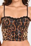 Prettycat Lightly Padded Printed Long Bralette - Brown — thumbnail 5
