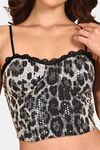 Prettycat Lightly Padded Printed Long Bralette - White — thumbnail 5