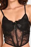 Prettycat Corset Luxury Glitter Crop Top Bra For Nightclub Party - Black — thumbnail 5