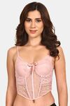 Prettycat Corset Luxury Glitter Crop Top Bra For Nightclub Party - Pink — thumbnail 1