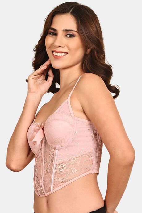 Prettycat Corset Luxury Glitter Crop Top Bra For Nightclub Party - Pink — image 2