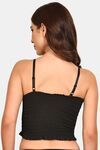 Prettycat Lightly Padded Satin Finish Long Bralette - Black — thumbnail 3