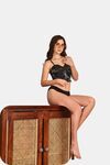 Prettycat Lightly Padded Satin Finish Long Bralette - Black — thumbnail 4