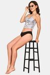 Prettycat Lightly Padded Satin Finish Long Bralette - Grey — thumbnail 4
