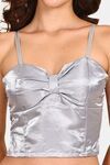 Prettycat Lightly Padded Satin Finish Long Bralette - Grey — thumbnail 5