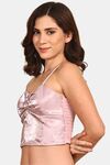 Prettycat Lightly Padded Satin Finish Long Bralette - Pink — thumbnail 2