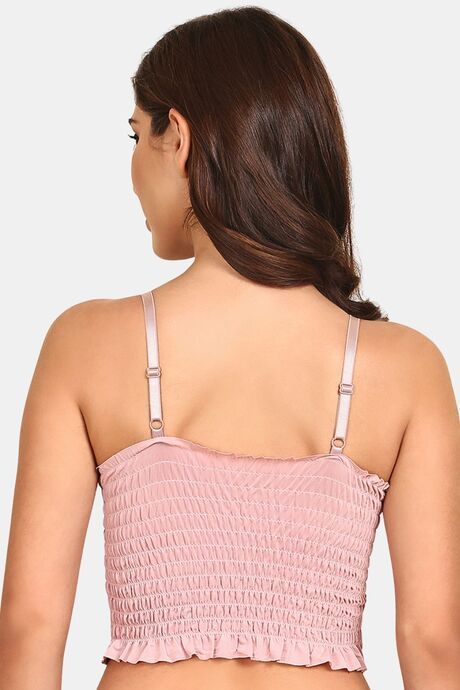 Prettycat Lightly Padded Satin Finish Long Bralette - Pink — image 3