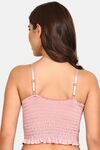 Prettycat Lightly Padded Satin Finish Long Bralette - Pink — thumbnail 3