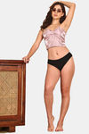 Prettycat Lightly Padded Satin Finish Long Bralette - Pink — thumbnail 4