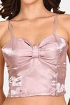 Prettycat Lightly Padded Satin Finish Long Bralette - Pink — thumbnail 5