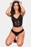 Prettycat Corset Luxury Crop Top Bra For Nightclub & Party - Black — thumbnail 4