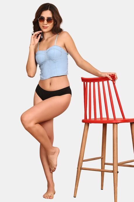 Prettycat Women Lightly Padded Denim Bralette Crop Top - Blue — image 4