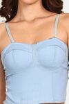 Prettycat Women Lightly Padded Denim Bralette Crop Top - Blue — thumbnail 5